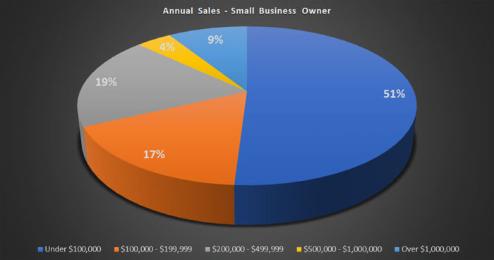 Small business owner annual sales pie graph